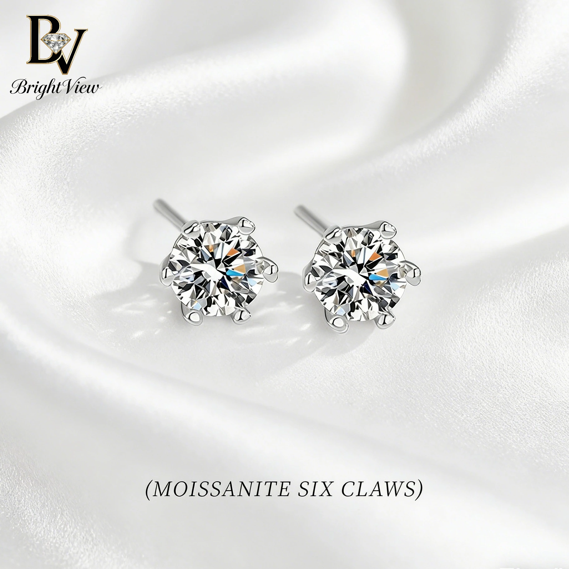 

Серьги-пусеты из серебра S925 с муассанитом на шести крапанах, изящные, сверкающие, классические, солитер, для женщин, настоящие ювелирные изделия из серебра S925