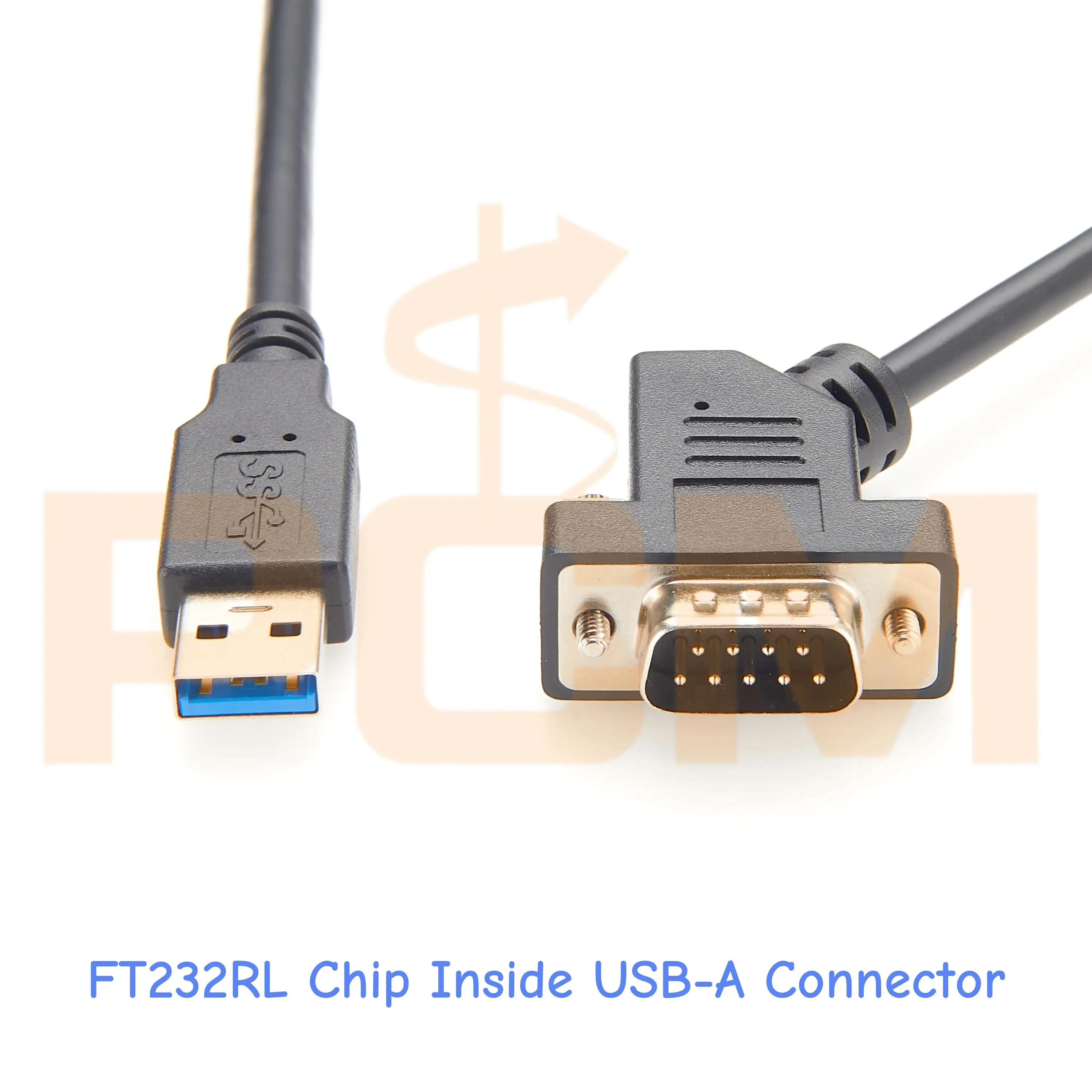 

Angled USB to RS232 Adapter Cable with FT232RL Chip 45 Degree USB to RS232 Male DB9 Serial Programming Cable for Modem Scanner