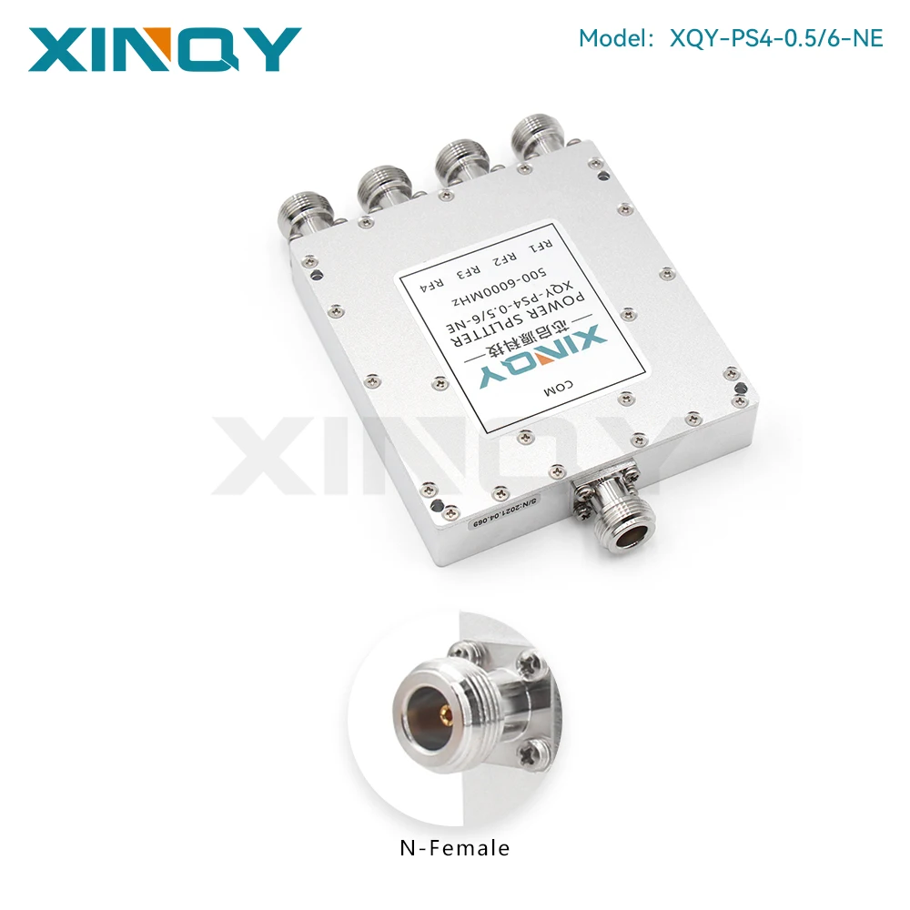 XINQY 0.5-6GHz 1-to-4 RF Microstrip Power Splitter, N-Type Connector, Coaxial Power Combiner