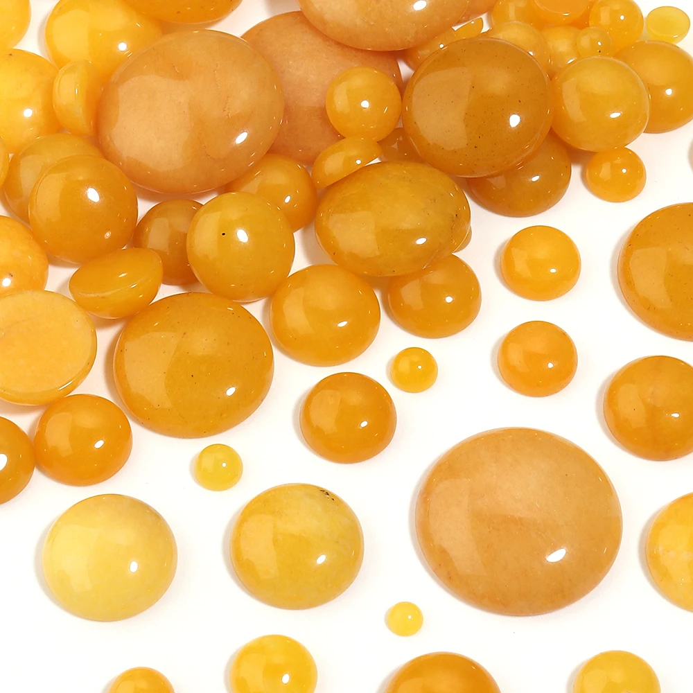 5-10 Stück/Lot 4-25mm Natürliche Gelbe Jade-Stein-Cabochons Halbrunde Cabochons für DIY-Bastelarbeiten, Ringe, Halsketten, Schmuckzubehör