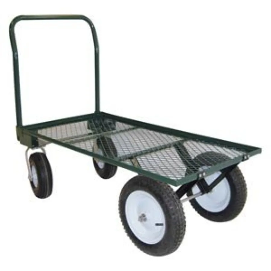 

EZ-Haul 4 Wheel Garden Cart for outdoor hauling heavy-duty steel frame black finish foldable design with pneumatic tires