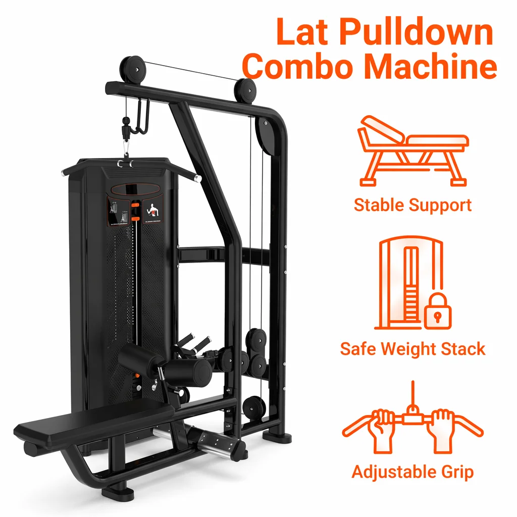 Wide Back Scissor Lat Pulldown Machine Plate Loading Full Back Workout Equipment