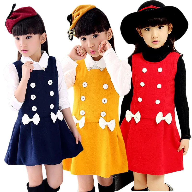 New 2022 autumn winter girls sleeveless dress teenage girls cotton wool-like dress kids children student dress vestidl Infanti image 2