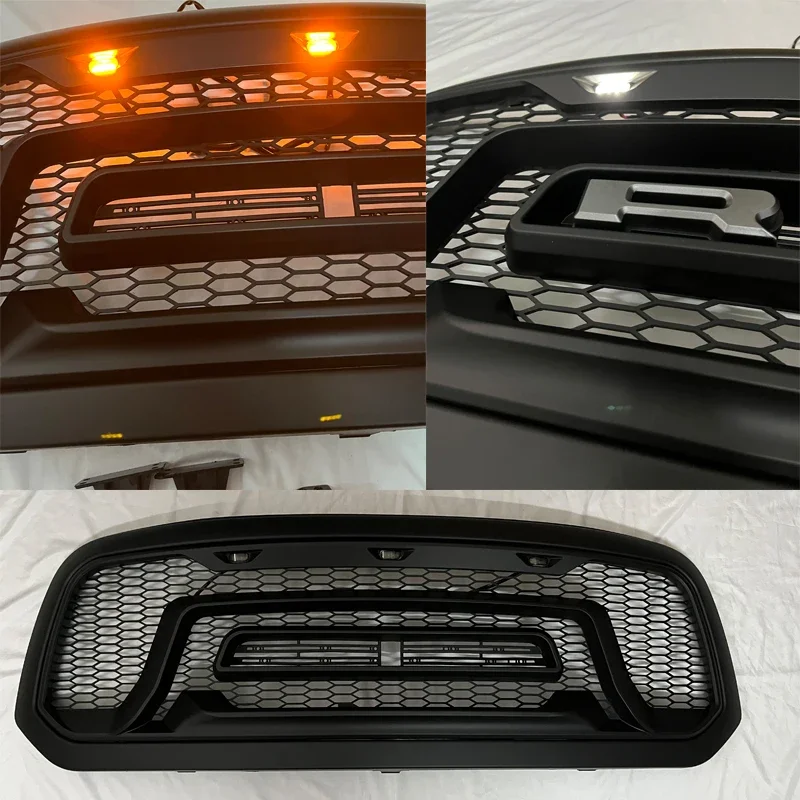 Raptor Style Front Mesh Grill For Dodge Ram 1500 2013 2014 2015 2016 2017 2018 Grille ABS Bumper Grid Painted Matte Black