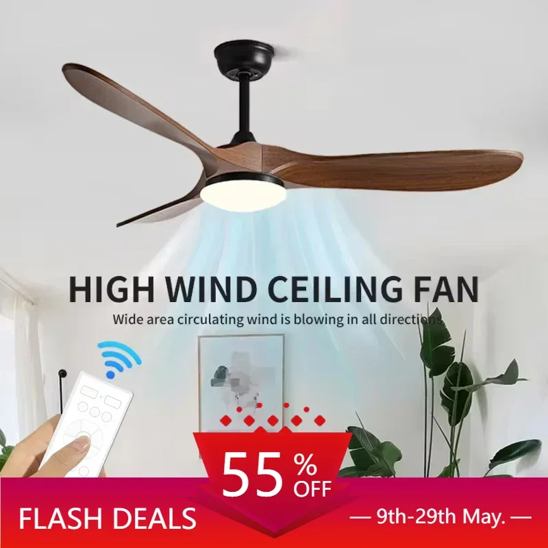 

42 52 Inch Vintage Chandelier Remote Control For Home Living Room Dining Room Decoration Fan LED With Light Electric Fan