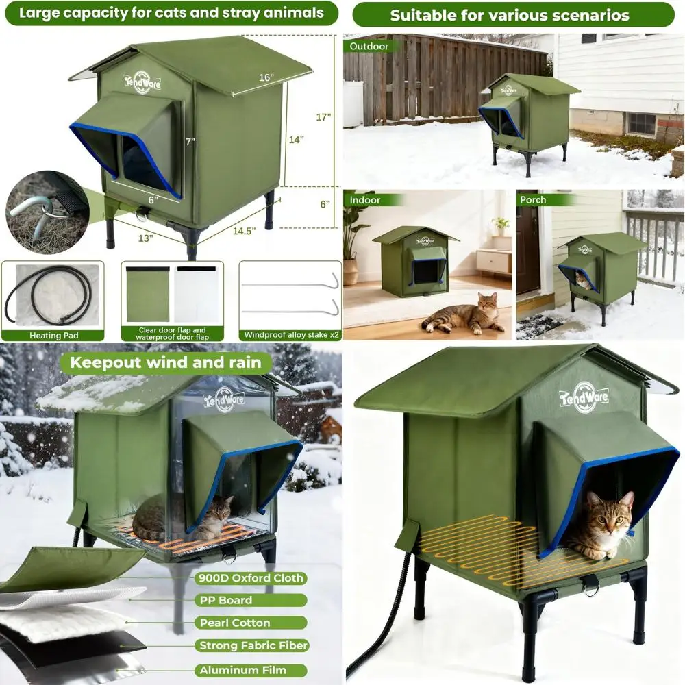 

Winter-Ready Outdoor Cat Shelter with Elevated Base and Weatherproof Design
