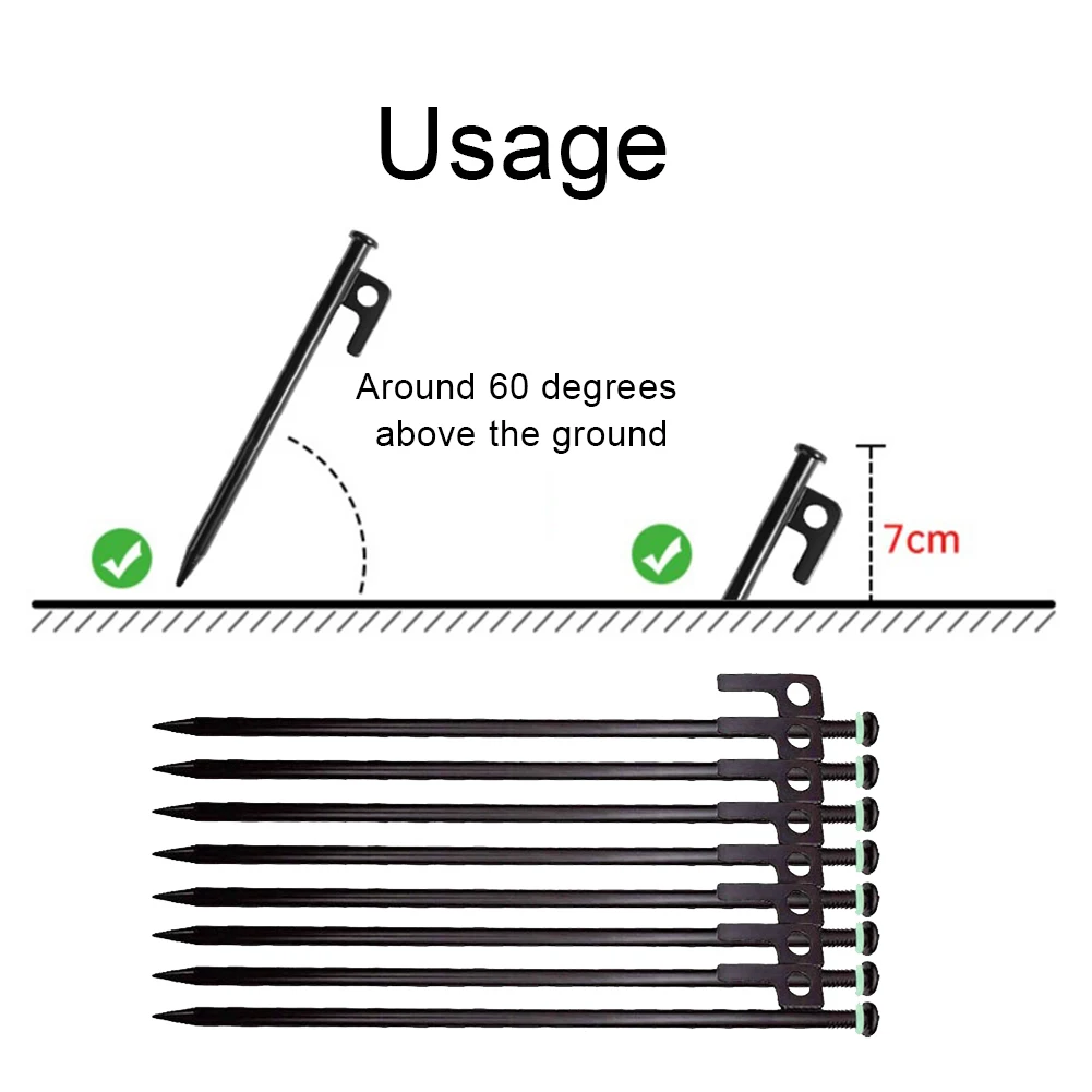 

4/8Pcs Tent Stakes Forged Steel Tent Pegs Heavy Duty Beach Tent Pegs with Storage Bag Camping Tent Spikes for Camping Picnic