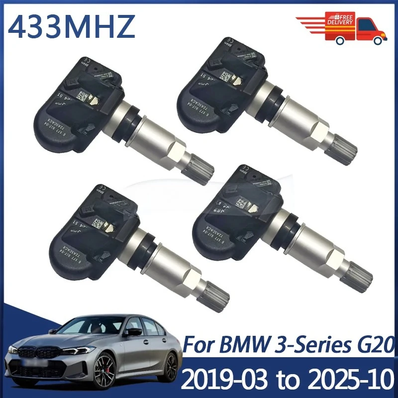 

1/4 шт. датчик TPMS для BMW 3-Series G20 2019-2025, датчик контроля давления в шинах 6877937 6877936 433 МГц