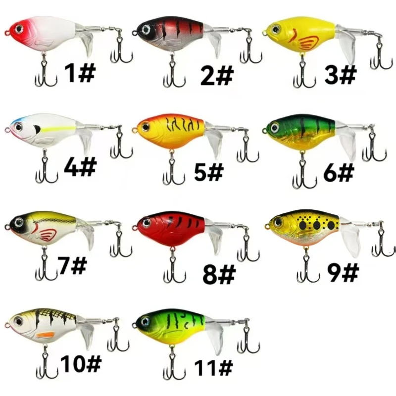 

5pcs 10g Surface Insect Bait Tractor Floating Wave Climbing Freshwater Bass Fishing Soft Rotating Tail Artificial Hard Bait