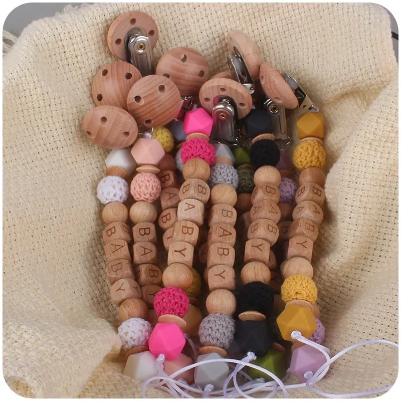 Clips de chupete con nombre personalizado para bebé, mordedores, soporte para pezones falsos, accesorios de cadenas, juguete de dentición, regalo de ducha infantil