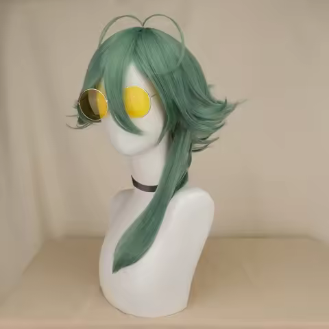 LOL Cosplay Ezreal Wig Anime Heartsteel Ezreal Cosplay Wig 60cm Long Green Scalp Wig Heat Resistant Synthetic Hair Wigs