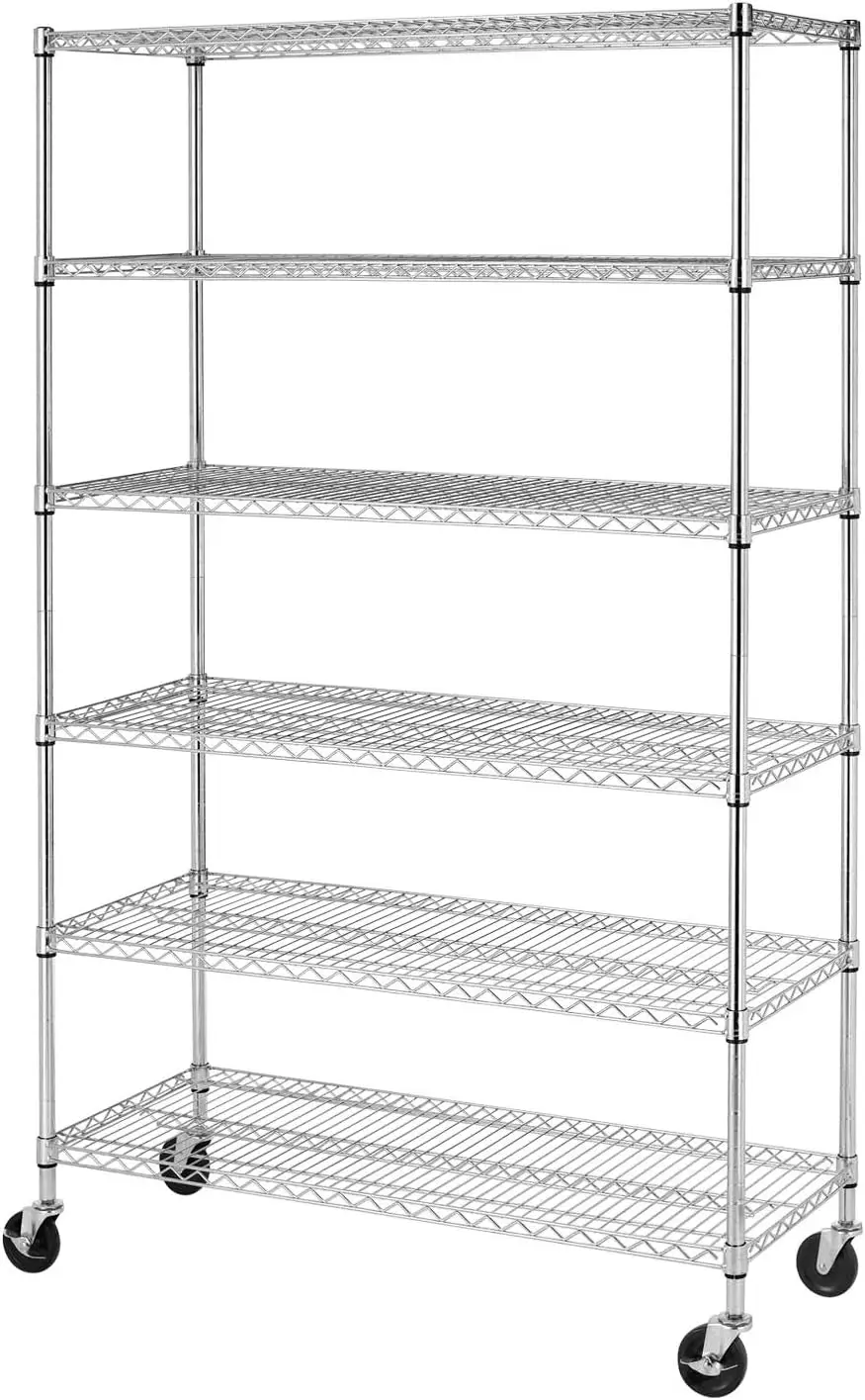 

Wire Shelving Unit Heavy Duty Garage Storage Shelves Large Metal Shelf Organizer 6-Tier Height Adjustable Commercial