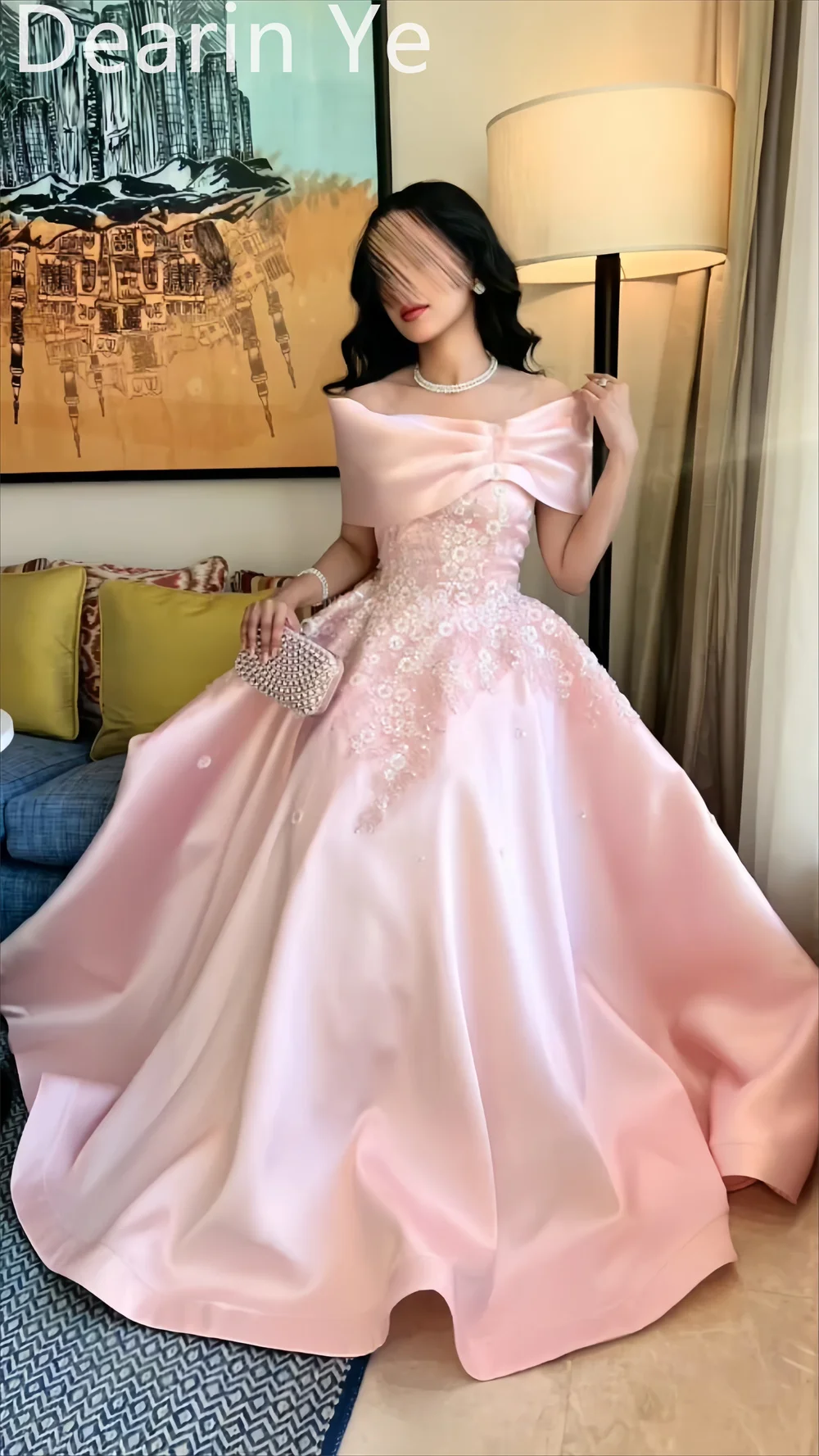 Customized Formal Dress Saudi Arabia Dearin Off-the-shoulder A-line Floor Length Skirts Flower Bespoke Occasion Dresses Evening