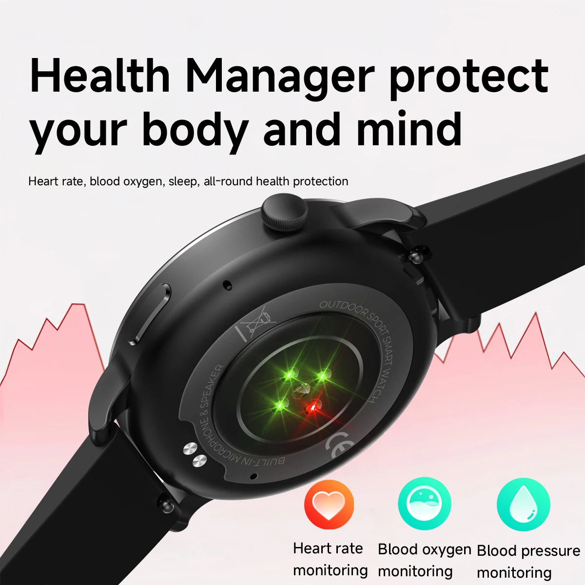 Domars 1.32 inch Smartwatch Full Touchscreen GPS 14 Sports Mode, Heart Rate Blood Oxygen Monitoring 30 meter Water Resistance
