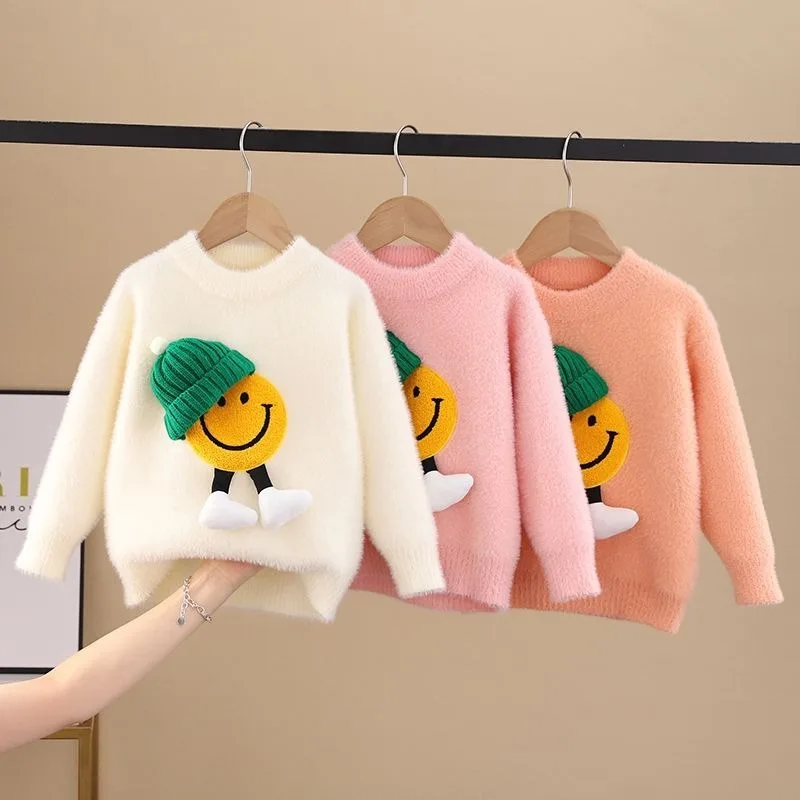 2-10 Years Girls\' Sweater Autumn And Winter New Fashion Warm Children\'s Sweater Cute Baby Jumper Kids Knitted Base Shirt