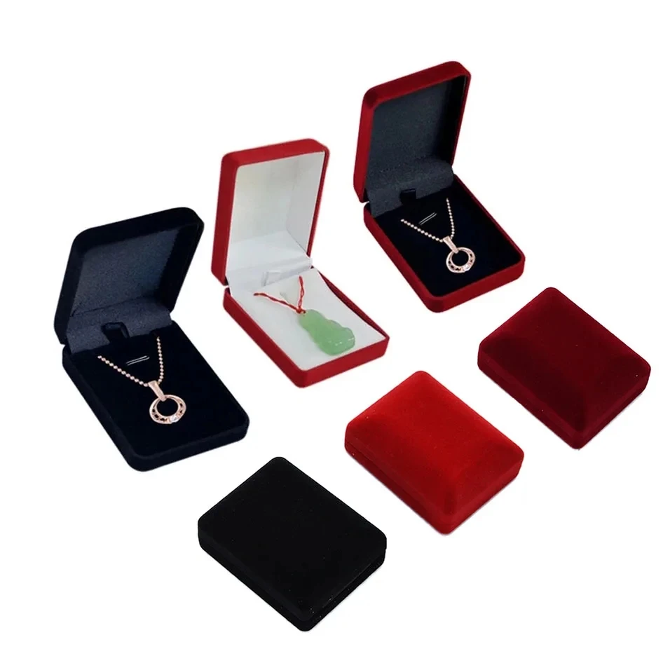 Bride Necklace Pendant Box Wholesale Quality Velvet Wedding Jewelry Gift Case Trinket Display Holder Large Earrings Storage Box