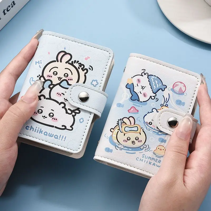 만화 귀여운 치이카와 카드 홀더 우사기 캐릭터 대용량 다중 슬롯 초박형 운전면허증 은행카드 가방 휴대용