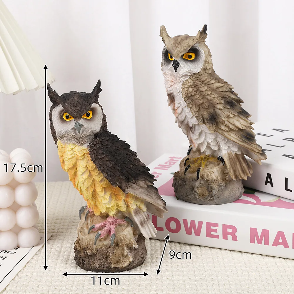 

Статуэтка совы из смолы, креативный декор для дома, сада и двора, реалистичная фигурка животного, настольная миниатюрная поделка, подарок