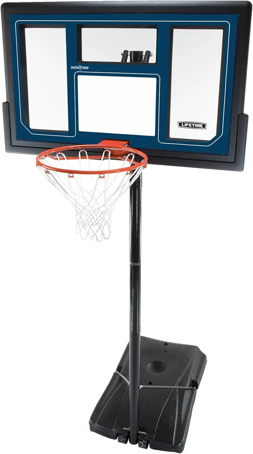 

Outdoor Basketball System with 50-Inch Shatterproof Backboard in Black/Red/Blue, Height Adjustable