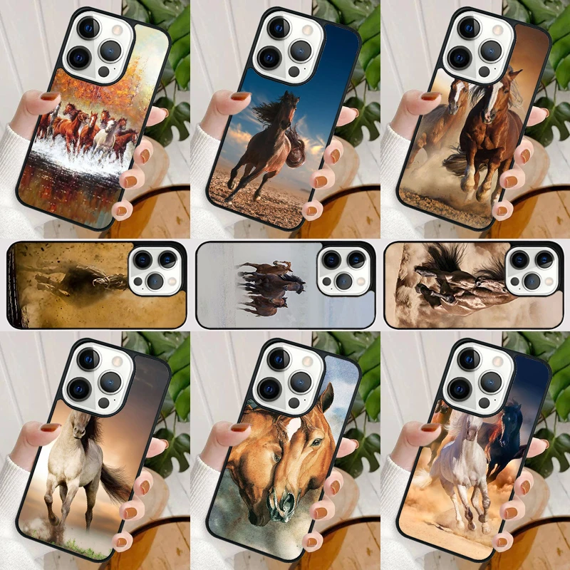 Galloping Horse Phone Case For iPhone 16 15 SE2020 14 Max 6 7 8 Plus 11 12 13 Pro Max Mini Phone Cover coque