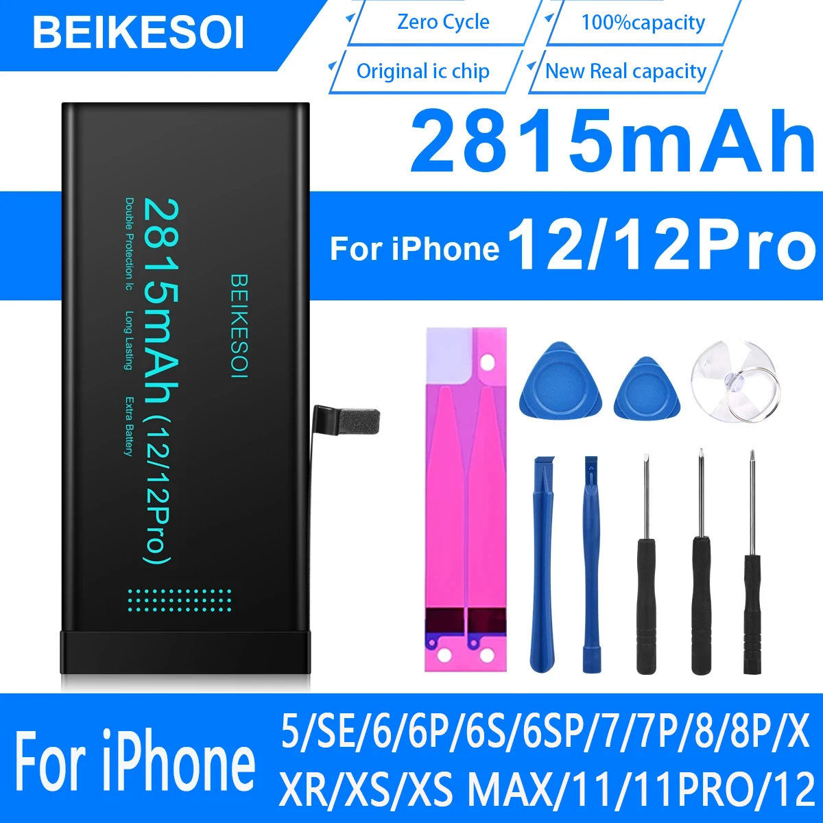 BEIKESOI-Battery for iPhone 12 Pro Max, Zero-Cycle Battery for iPhone 12 Pro, 12 Pro Max, 13Pro Max, Free Tools Sticker