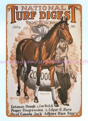 unframed wall decor  National Turf Digest horse lover gift metal tin sign