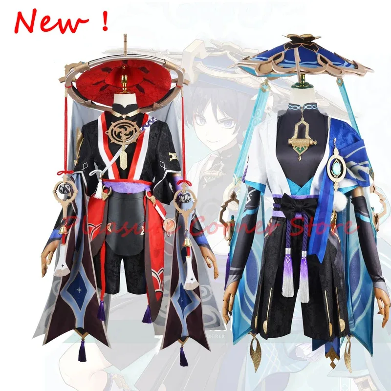 

Genshin Impact Wanderer Косплей Костюм Парик Scaramouche Косплей Костюм Genshin Impact Костюм Парик Полный комплект без кепки