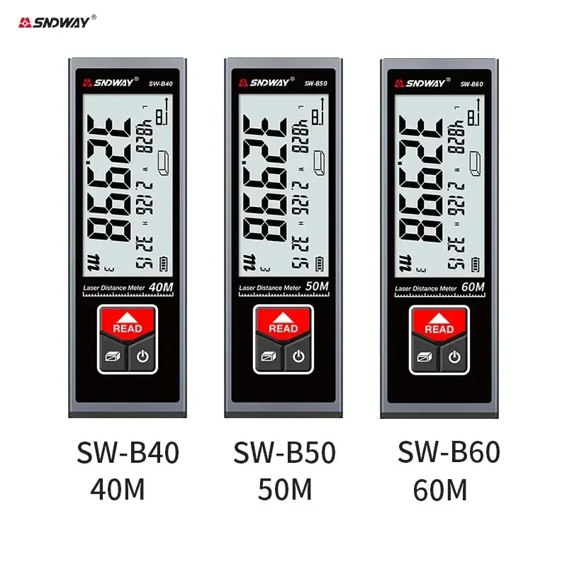 Sndway sw recarregável digital medidor de distância a laser mini telêmetro b40 b50 b60 eletrônico range finder em miniatura fita métrica