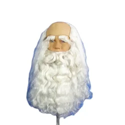 Santa Claus Cosplay Wig and Beard Prop White Hairpiece Accessories Santa Beard and Wigs for Christmas Masquerade Party