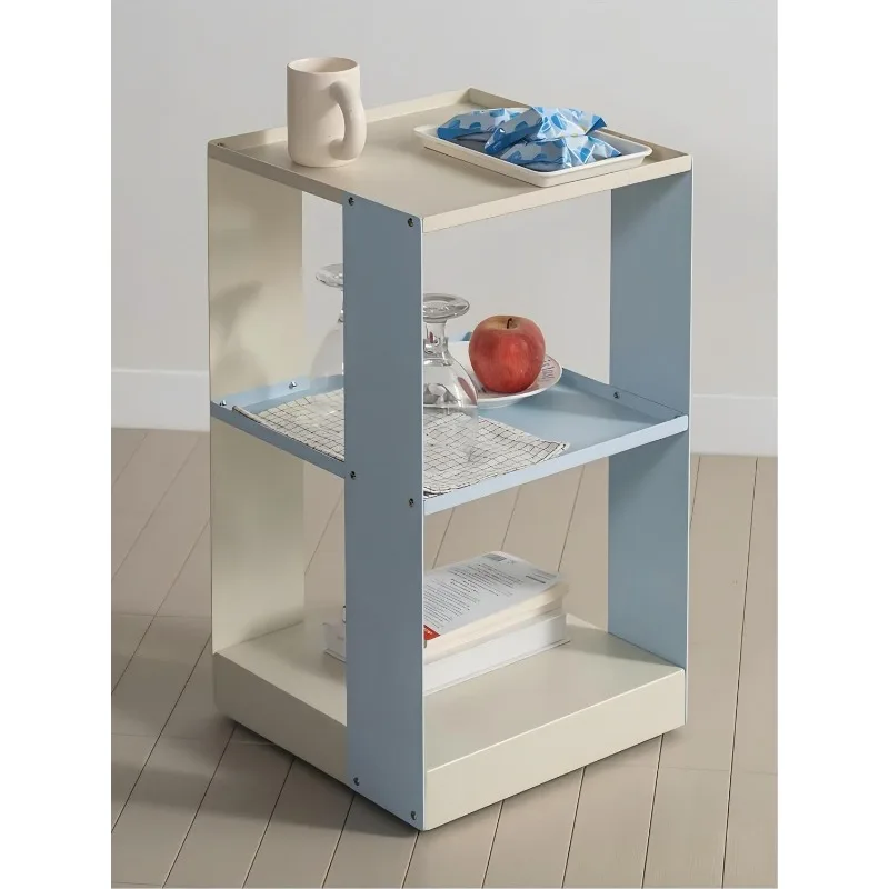 Mobile small cart storage rack, wrought iron sofa side table, modern minimalist bedside table, small coffee table, light luxury