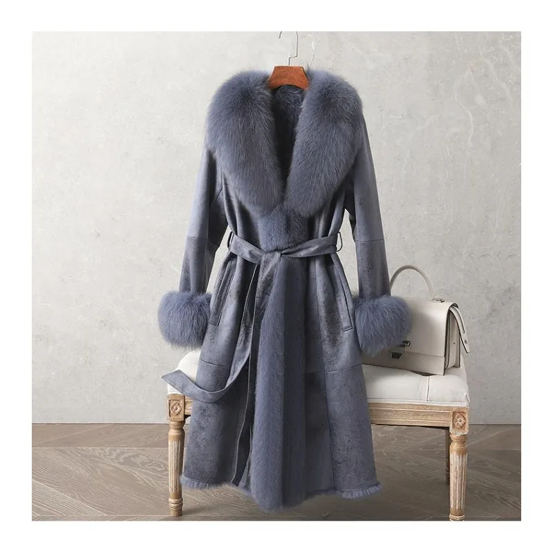 تقليد الثعلب الفراء معطف متكامل المرأة متوسطة وطويلة سترة الشتاء مزاجه الجديد التنقل سليم صالح مقلد معطف الفرو