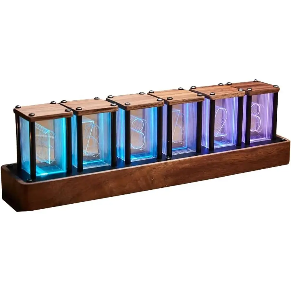 

Vintage LED Nixie Tube Clock with RGB Custom Colors and 12/24 Hour Display for Room Decoration