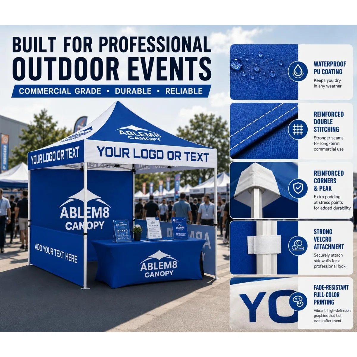 Custom 10x10 Canopy Tent with Logo Full Color Printed Pop Up Tent Waterproof Aluminum Frame for Trade Shows
