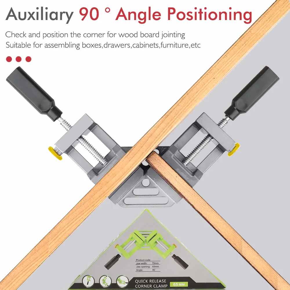 New Adjustable 90 Degree Right Angle Clamp, Aluminum Alloy Welding & Woodworking Corner Clip for Photo Frame Cabinet Workbench