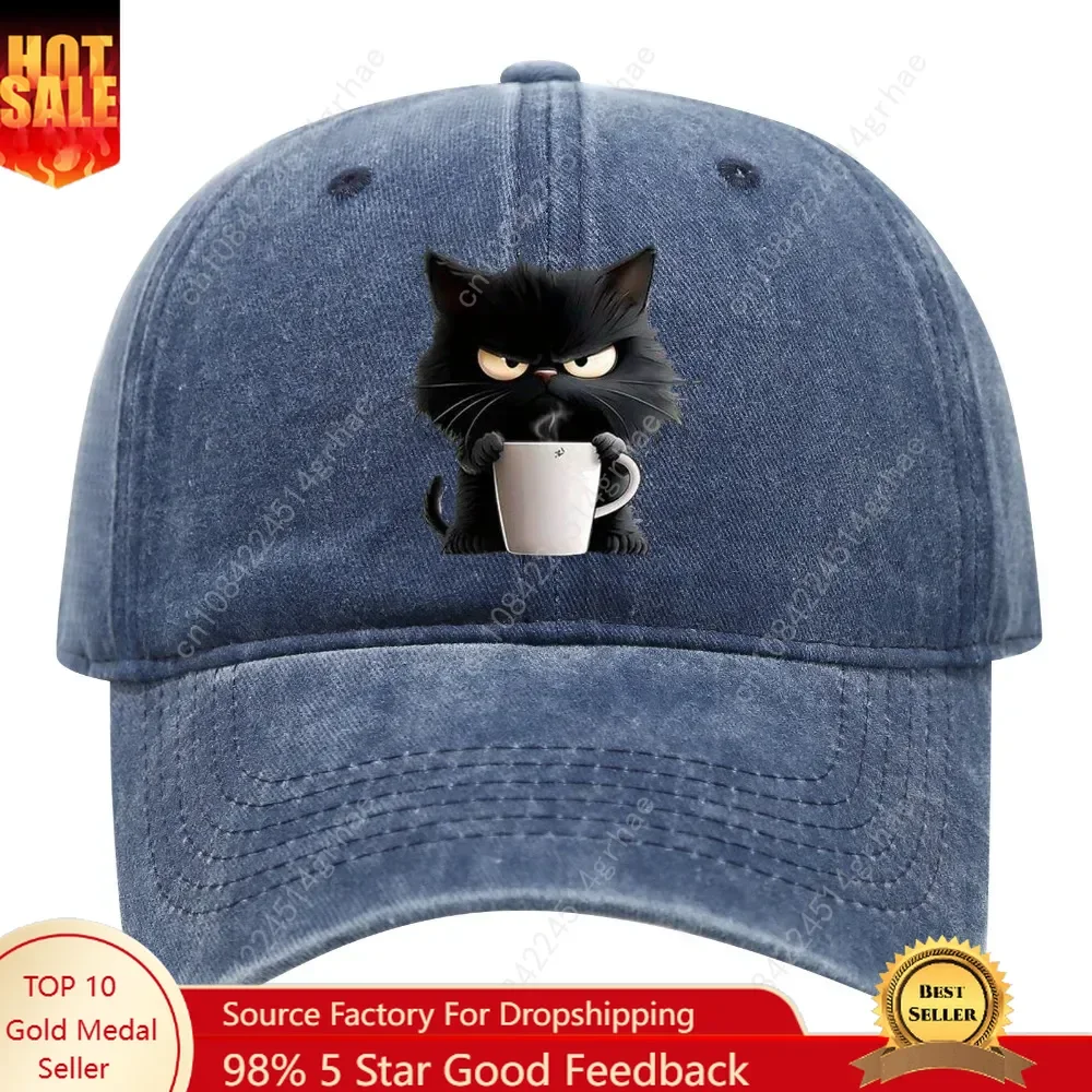 

2025 Anime Black Panther Cartoon Print Baseball Cap Retro Denim Cap Washed Men Women Baseball Caps Outdoor Casual Sun Protection