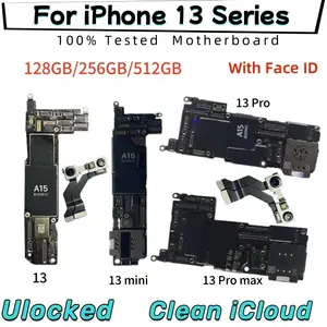 Bilashmart Fully Working Mainboard iPhone 13 mini 13 Pro MAX Motherboard Support ios with Face ID Clean iCloud Logic Board replacement