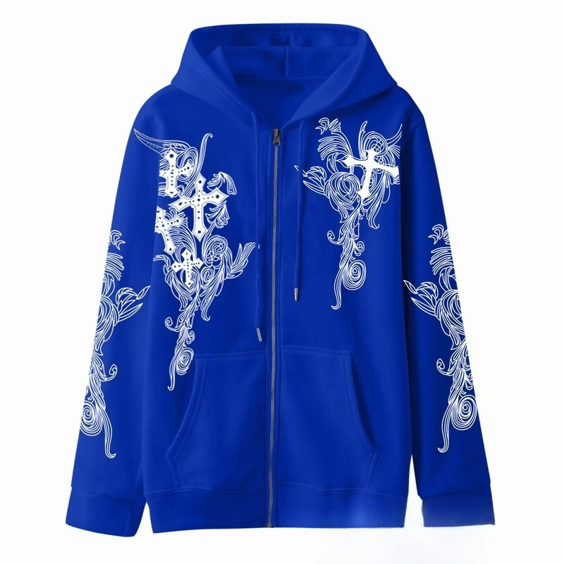 Autumn American Hip Hop Gothic Women's Zipper Hoodie Fashion Casual Oversized Loose Hoodie Coat for Women Y2k Goth Streetwear