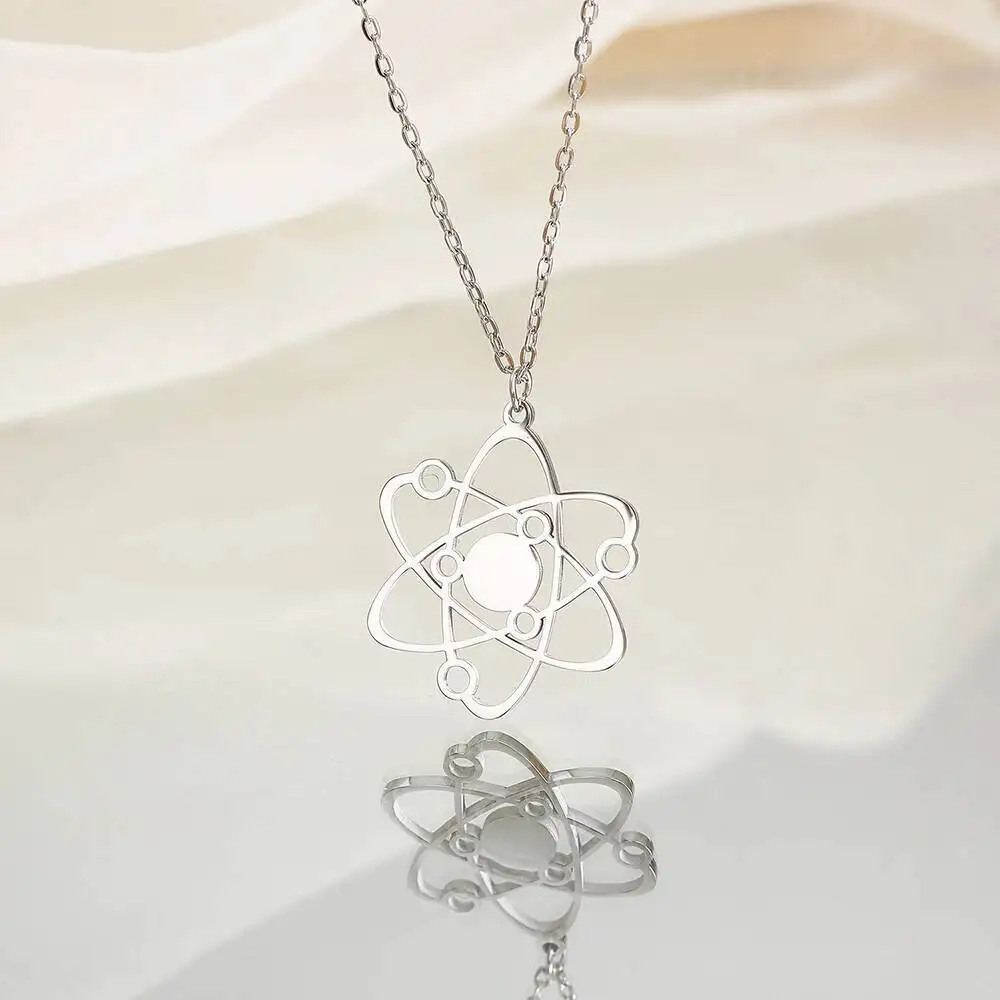 Science Physics Carbon Atom Pendant Necklace Chain Jewelry Gift In Stainless Steel