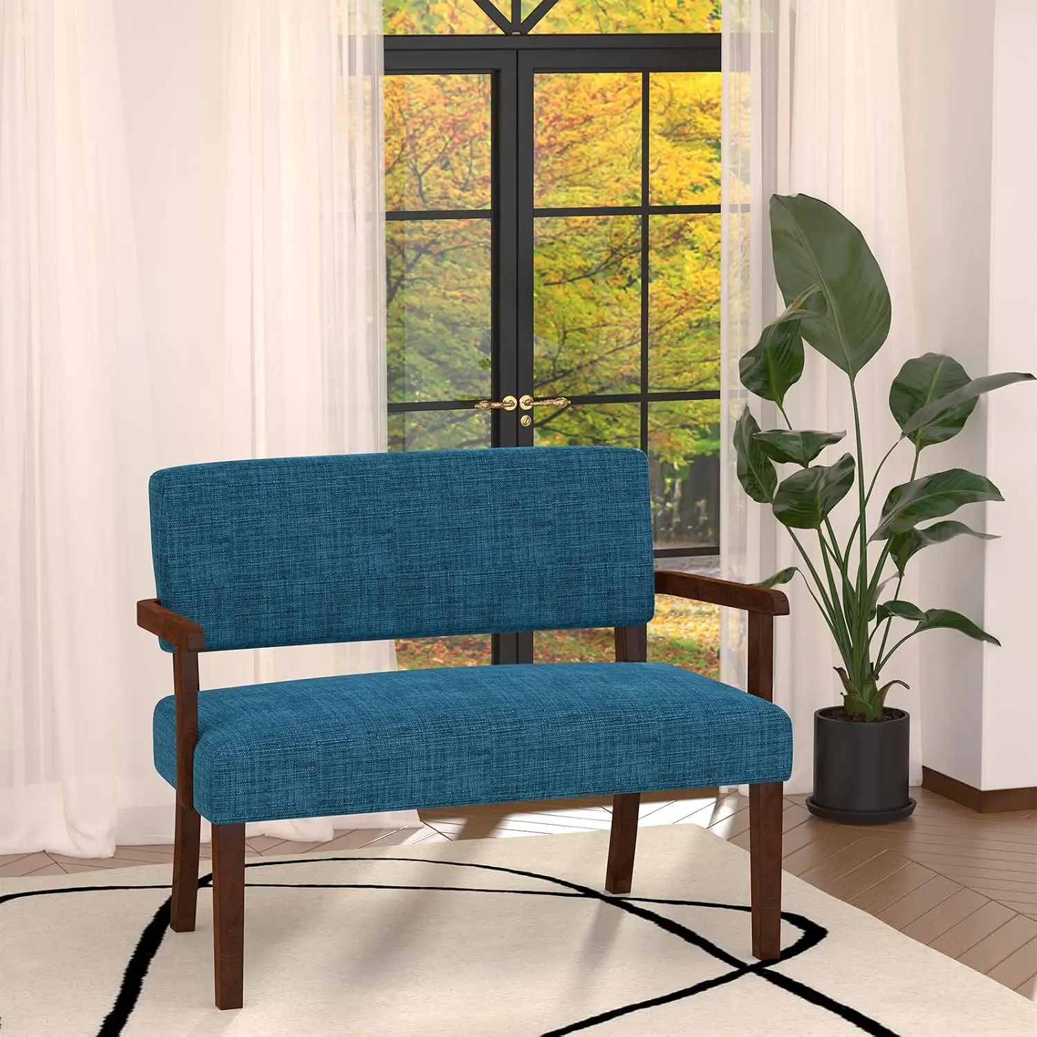 Love Seat Sofa Couch, Two Seater Couches with Wood Arms, Small Loveseat Couch for Small Spaces, Living Room,, Customized