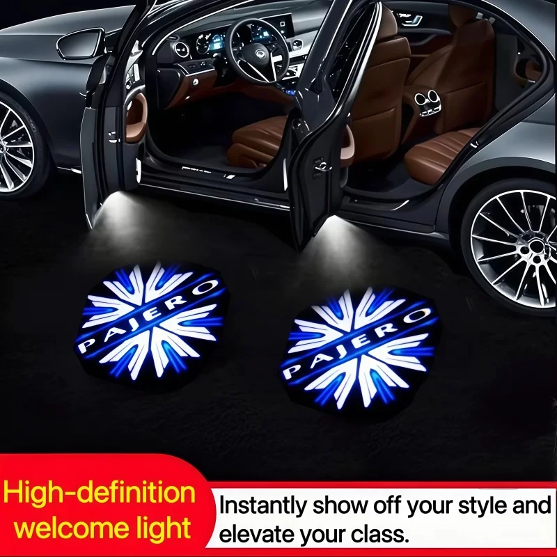 2Pcs Car Door Welcome Light for Mitsubishi PAJERO V87 V93 V97 V33 4 2 3 2006-2017 2018 2019 2020 PAJERO Logo Projector Lamp