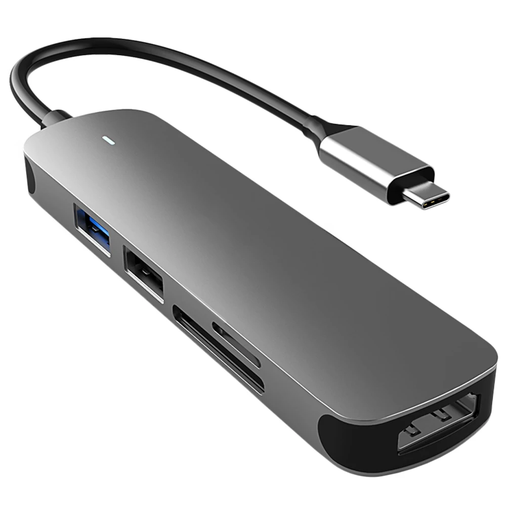 

4K Type-C Docking Station USB Hub Adapter for Laptop Phone Portable Hard Drive Mouse Printer Grey Travel Friendly