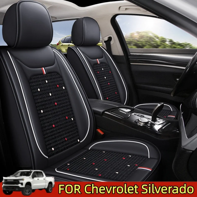 

FOR Chevrolet Silverado Car seat cover artificial leather ice silk splicing front and rear row 5 seats fully wrapped seat cover