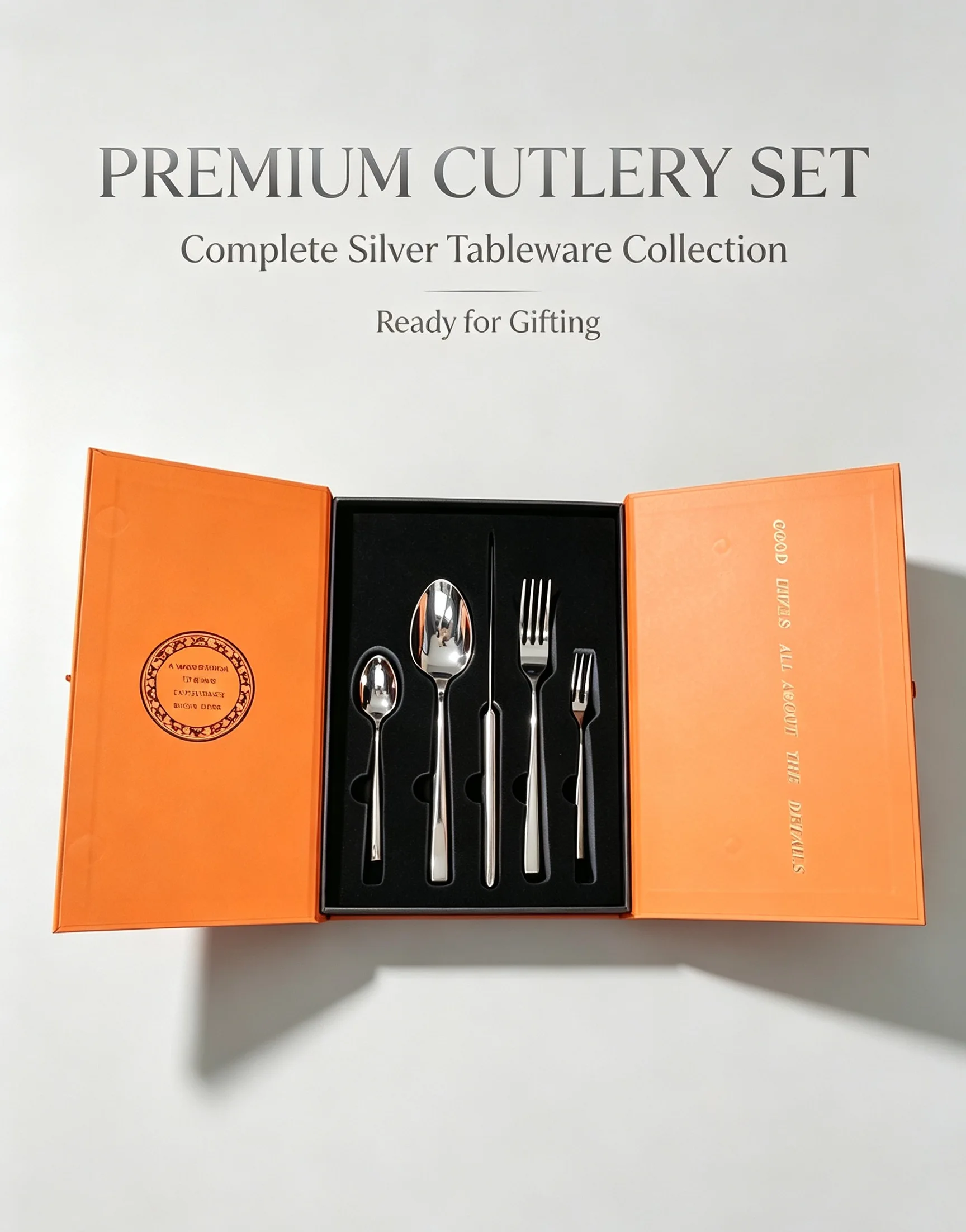 Gift Box Packed 420/304 Stainless Steel Slanted Flatware Set, Dining Cutlery Kitchen Knife Set, Perfect Christmas Present
