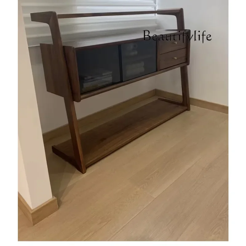 qU F Living Room, Entrance Cabinet, North American Black Walnut Log Table, Counter, Foyer, Strip Cabinet, Nordic Multi-purpose L
