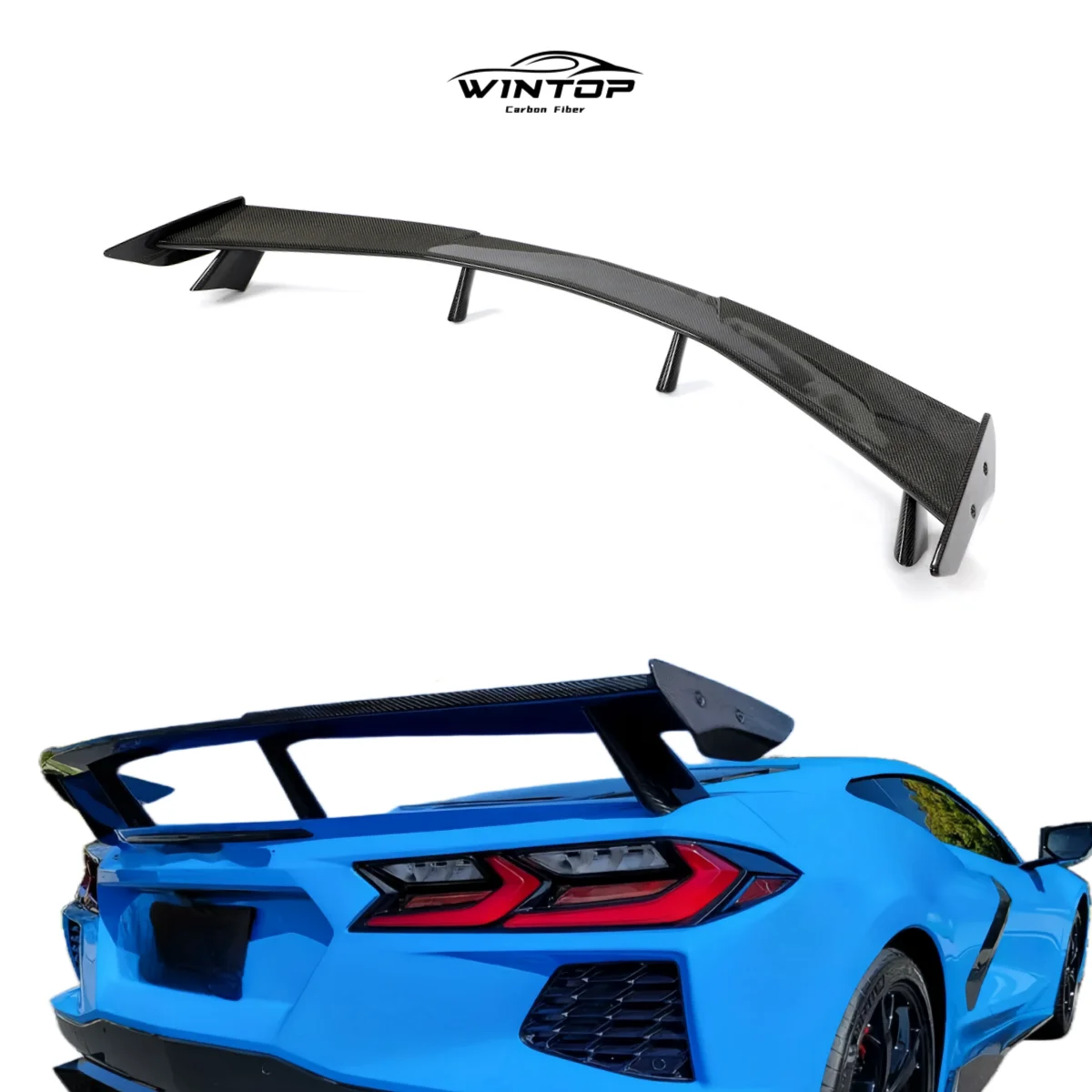 C8 competitive racing carbon fiber trunk double-layer higher Spoiler for Chevrolet Corvette C8 2020-2021