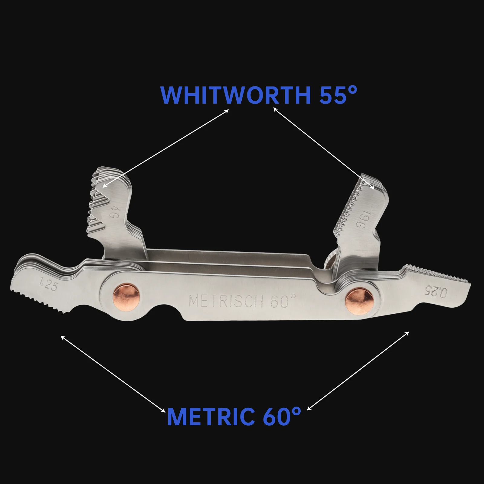 52 Pcs Blade Metal Nut Thread Pitch Gauge Stainless Steel Metric Whitworth 60 55 Degree Measuring Gage Screw Thread Pitch Gauge