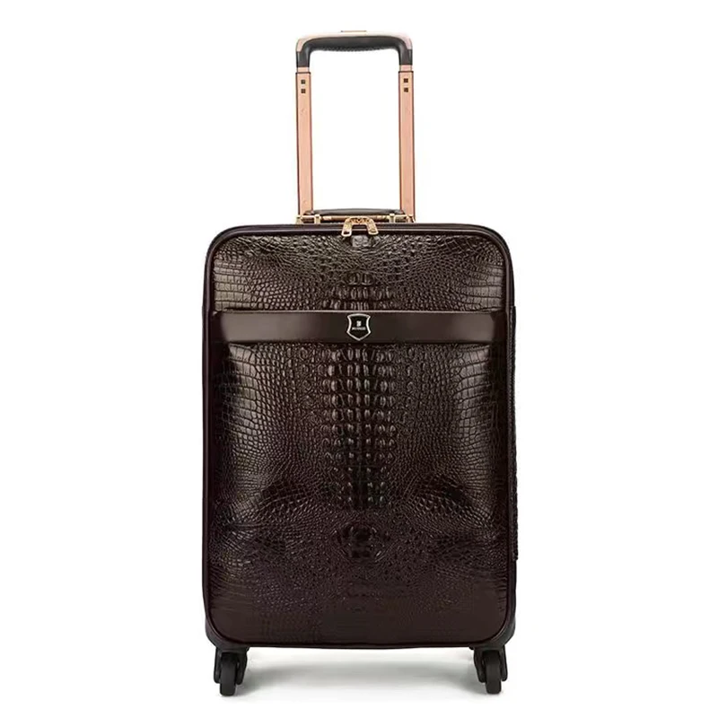 Real Leather crocodile pattern trolley suitcase universal wheel 16/20 inch boarding travel luggage full leather travel suitcase