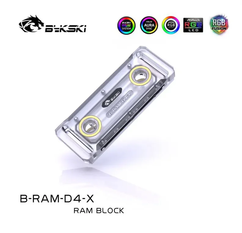 BYKSKI Acrylic RAM Cooler Heatsink Dual Channel Memory Water Cooling Block  12V RGB 5V ARGB B-RAM-D4-X