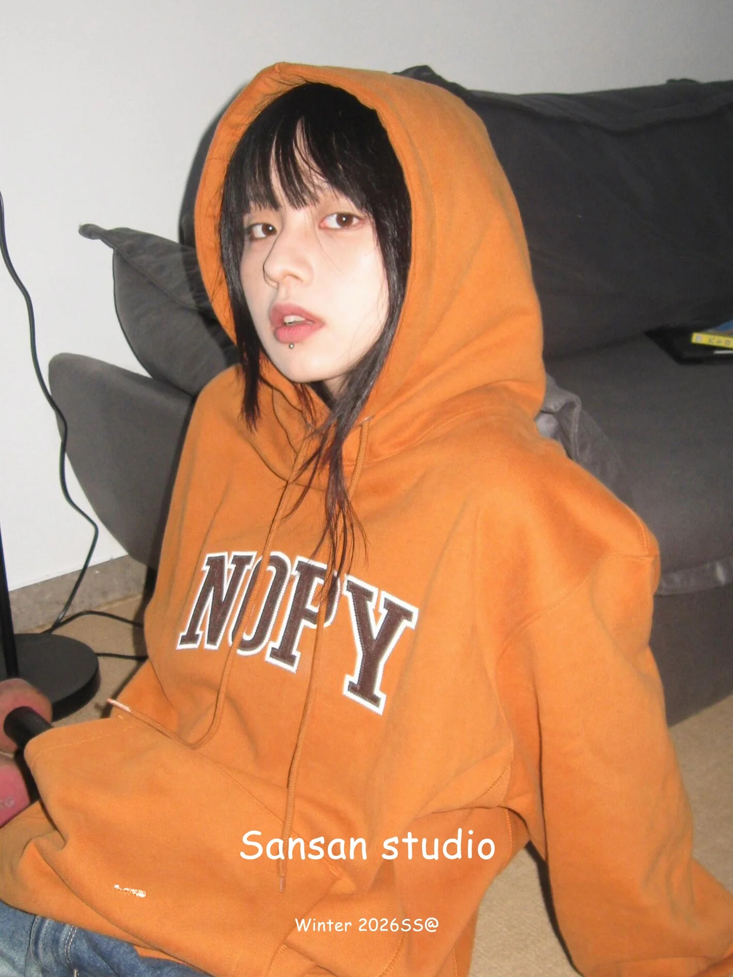 

American Sle Oversize Hoodie Women Early Spring Clothing Letter Print Heavyweight Loose Fitting Long Sve Thermal Top