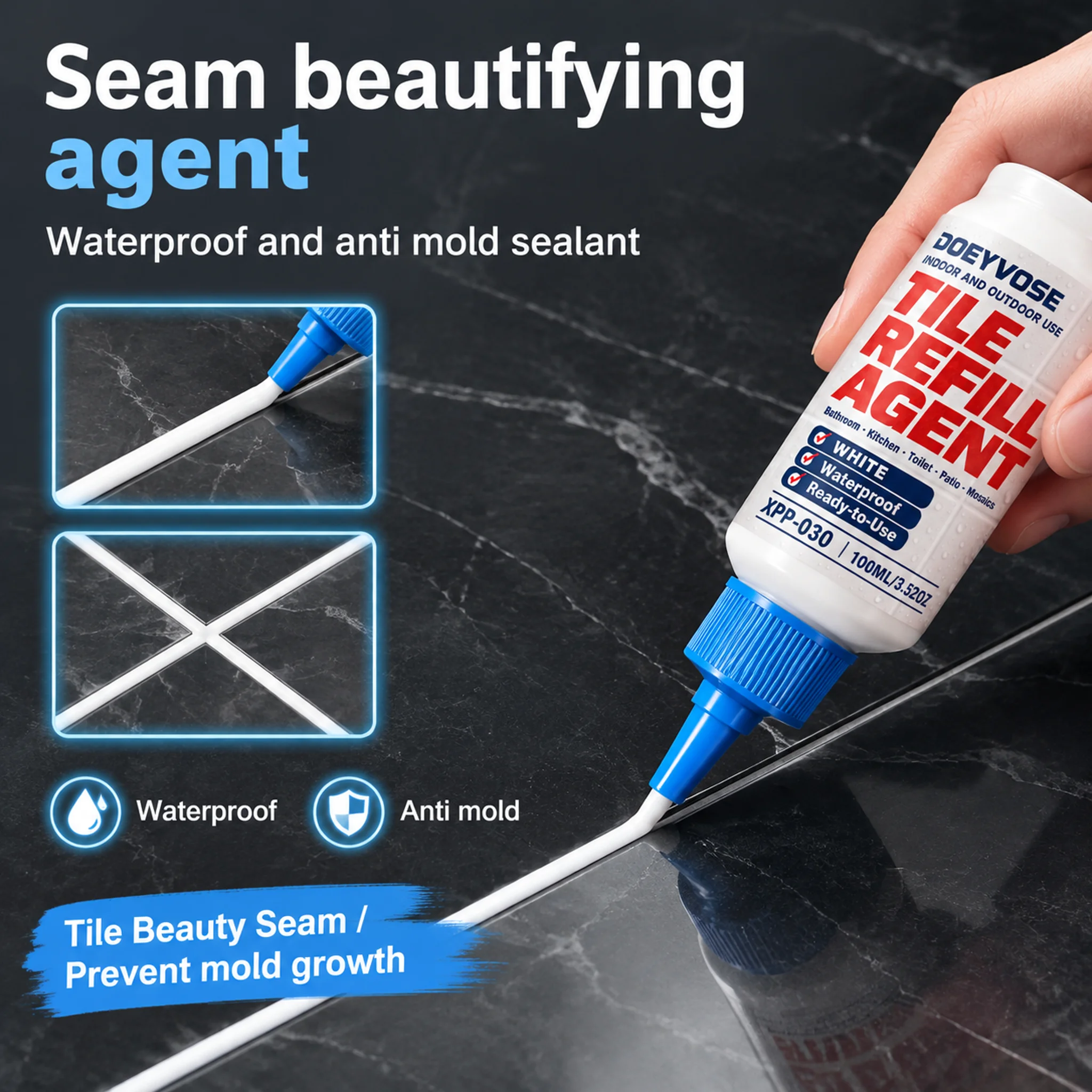 100ml Tile Joint Repair Grout Sealant Waterproof Gap Filler for Bathroom Kitchen Porcelain Tile Seams